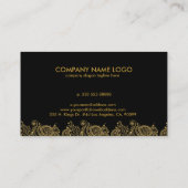 Omkeerbaar Zwart & Wit Goud Glitter Kant & Tekst Visitekaartje (Achterkant)