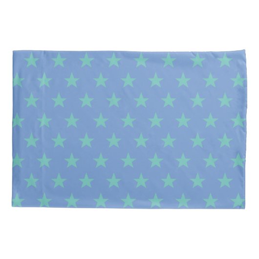 omkeerbare blauwe en groene ster kussensloop (Achterkant)