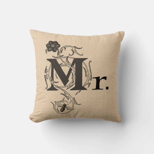Omkeerbare bruiloft Pillow en Mrs. Kussen (Voorkant)