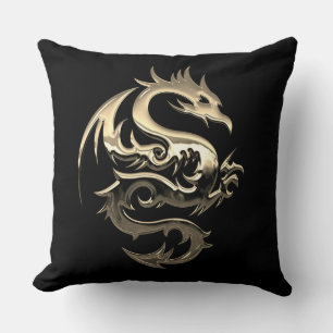 Omkeerbare Gold Metallic Dragon Kussen