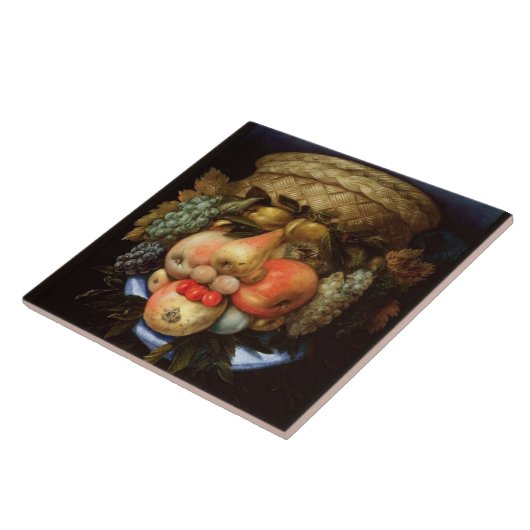 Omkeerbare kop met korf fruit tegeltje (Zijkant)