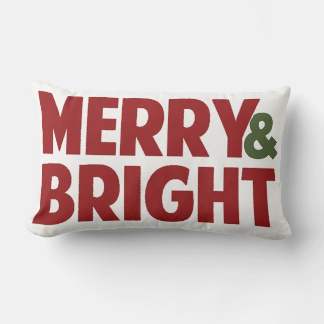 Omkeerbare Merry en Bright Holiday Sierkussen Kussen (Voorkant)