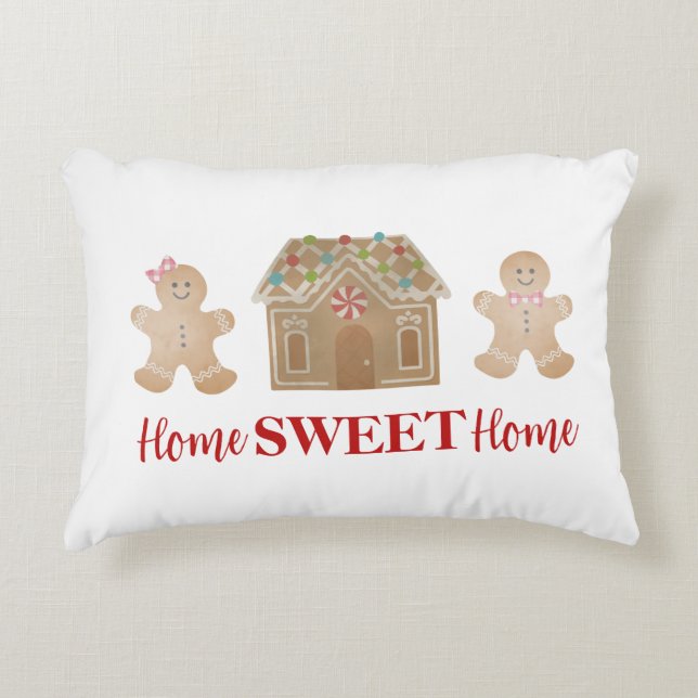 Omkeerbare ontbijtkerst met rood penseel accent kussen (Voorkant)