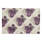 Omkeerbare roos  rode paarse collage kussensloop (Achterkant)