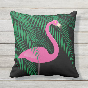 Omkeerbare roze en zwarte Flamingo Pillow 1 Buitenkussen