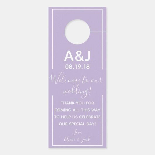 Omkeerbare Welkom & DND Lavendel Wedding Label (Achterkant)