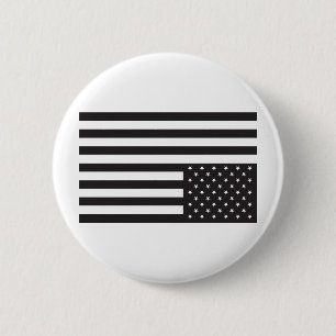 Omlaag Amerikaanse vlag in zwart. Ronde Button 5,7 Cm