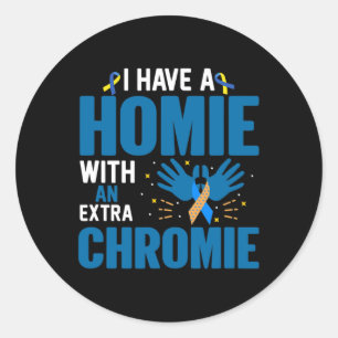 Omlaag bewustzijn van syndroom Homie met extra chr Ronde Sticker