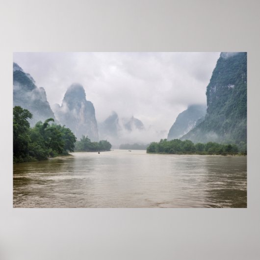 Omlaag bij de Yangshuo rivier Poster (Voorkant)