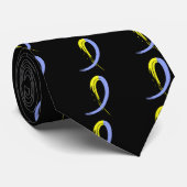 Omlaag blauw en geel lint A4 Stropdas (Opgerold)