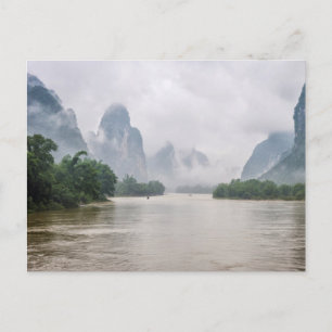 Omlaag in de Yangshuo-rivier Briefkaart