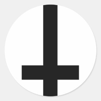 Omlaag Kruis Ronde Sticker