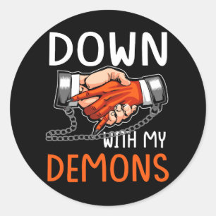 Omlaag met mijn demon Deal Handshake Aesthetische  Ronde Sticker