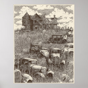 Omlaag op het Boerderij Poster (Instant Download O