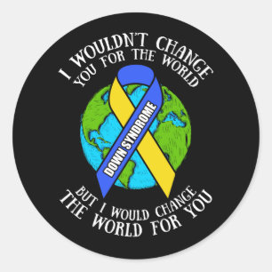 Omlaag 'Syndrome Awareness' dat ik de wereld zou v Ronde Sticker