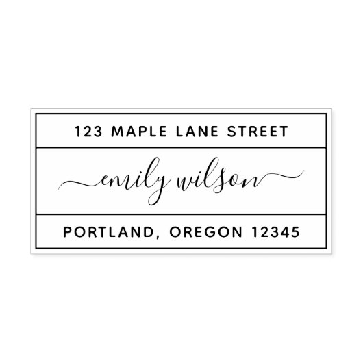 Omlijnd kalligrafisch schrift Naam Retouradres Zelfinktende Stempel (Design)
