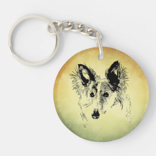 Omlijnd Silken Windhound Sleutelhanger