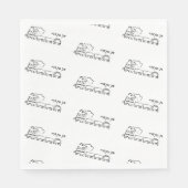 Omlijnde zwart-witte trein Upsherin servetten (Voorkant)