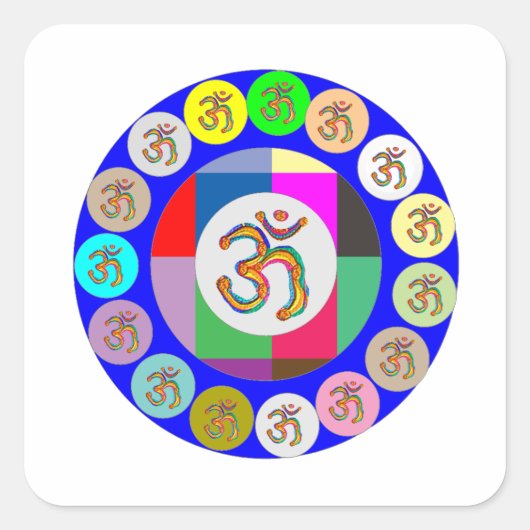 OmMantra OM MANTRA Munten Ontwerp Vierkante Sticker (Voorkant)