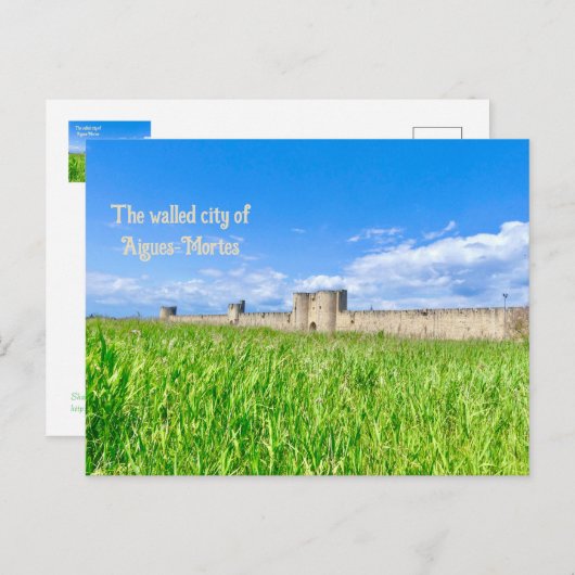 Ommuurde stad Aigues-Mortes in de Provence, Frankr Briefkaart (Voorkant / Achterkant)