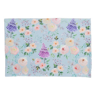 Omphaloden Blauwe Waterverf Floral Kussensloop