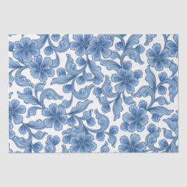 Omphaloden Blue Floral Tissuepapier