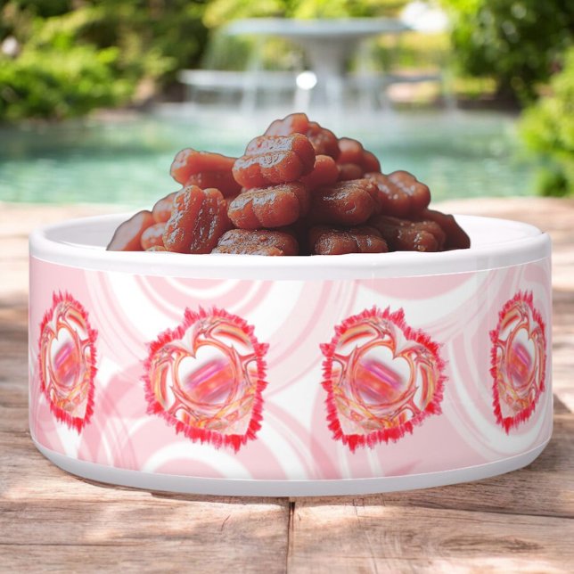 Omringend diagonaal getatterde harten voerbakje (hearts encircle the bowl)