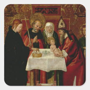 Omroeppresentatie in de tempel vierkante sticker