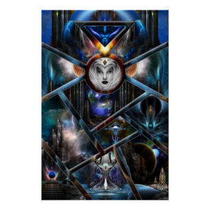 Omschrijving van fractale schildpadden Matrix Perf Perfect Poster