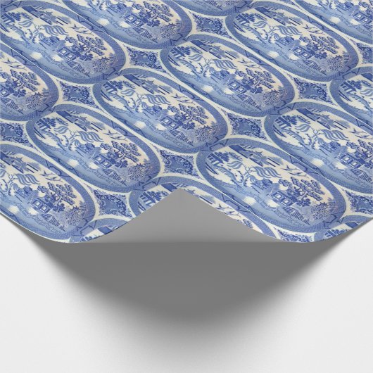 Omslag in Blue Willow China Pattern Cadeaupapier (Hoek)