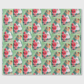 Omslag van de  Retro-dame en de kerstman Cadeaupapier (Vlak)