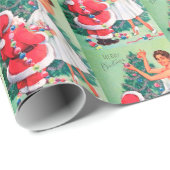 Omslag van de  Retro-dame en de kerstman Cadeaupapier (Rol Hoek)