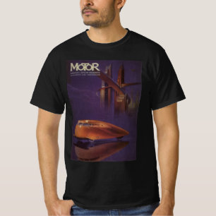 Omslag van Vintage Motor Magazine, futuristische s T-shirt