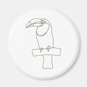Omtrek tekening van een Toscaanse vogel op tak Mag Magneet