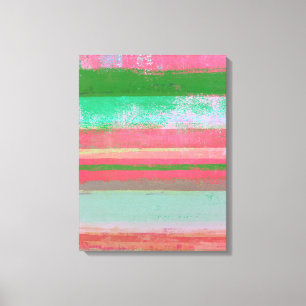 "Omvergeworpen" Roze en Groen Abstract Art. Canvas Afdruk