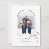 Omwikkeld met liefde Black Bow Arch Foto Kerstmis Feestdagenkaart (Voorkant)