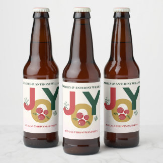 Omwikkeld met vreugde, vastgemaakt met vrolijk ker bier etiket