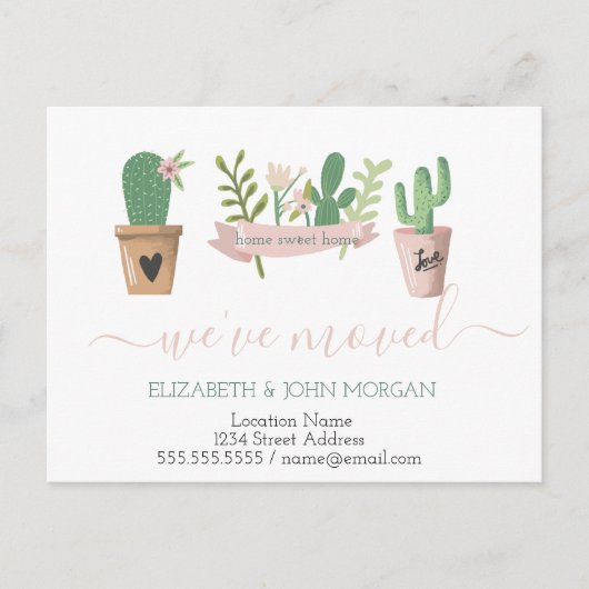 On a déménagé, Cactus Faire-part Carte Postale (Devant)