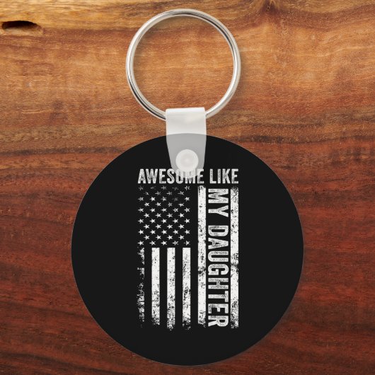 On Back Awesome Like My Daughter Men Funny Fathers Sleutelhanger (Voorkant)