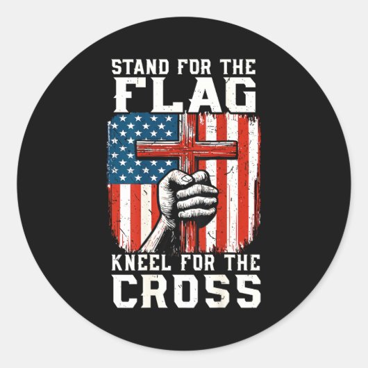 On-back Stand For Flag Kneel Cross Patriotic Chris Ronde Sticker (Voorkant)
