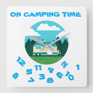 ON **CAMPING TIME** Acrylic Wall Clock Vierkante Klok