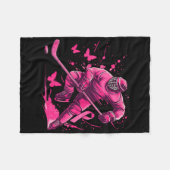 (on Ck) Ice Hockey Breast Cancer Awareness Player  Fleece Deken (Voorkant (Horizontaal))