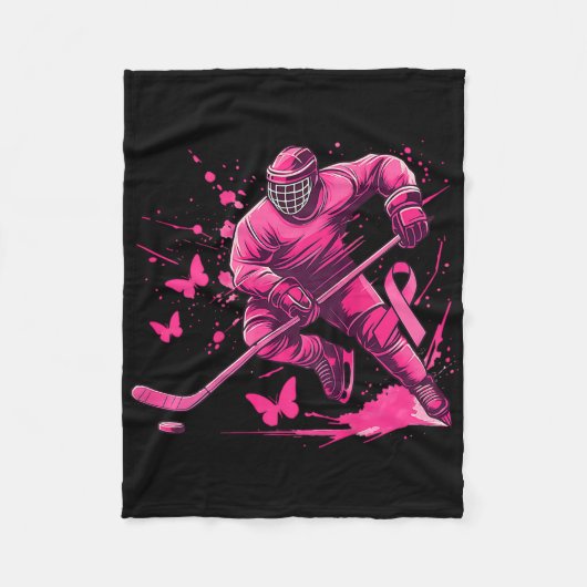 (on Ck) Ice Hockey Breast Cancer Awareness Player  Fleece Deken (Voorkant)