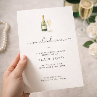 On Cloud Wine Champagne Bridal Shower Invitation Kaart