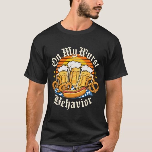 On My Wurst Behavior Retro Groovy Beer T-shirt (Voorkant)