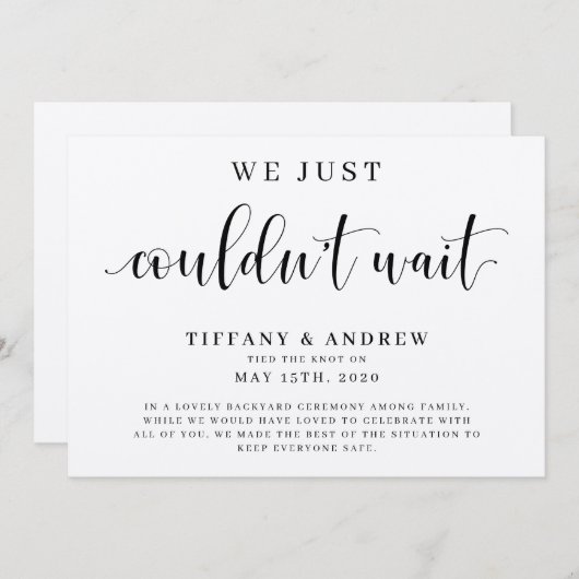 On ne pouvait pas attendre le Mariage Faire-part P (Devant / Derrière)