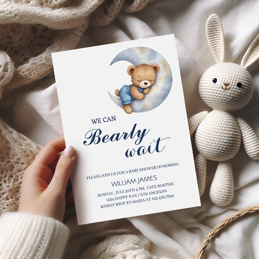 On peut attendre - Baby Boy Shower Invitation