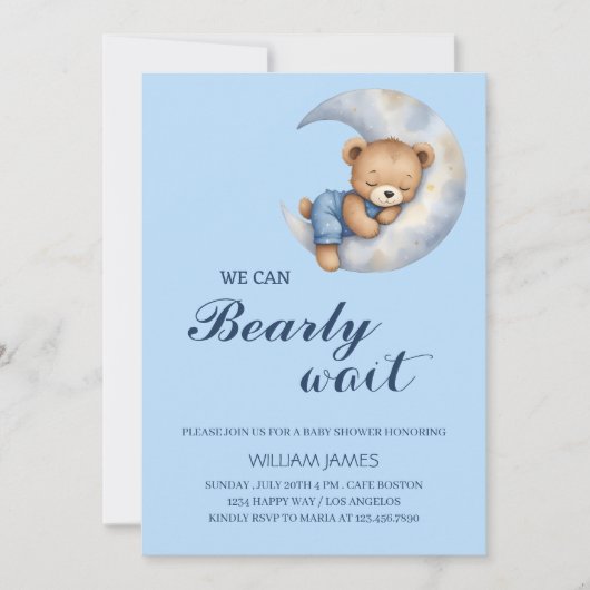 On peut attendre - Baby Boy Shower Invitation (Devant)
