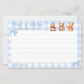 On Peut Attendre Bearly Blue Floral En vichy carte (Devant)