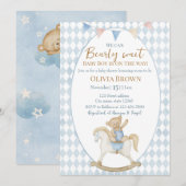 On Peut Attendre Bébé Garçon Douche Invitation (Devant / Derrière)